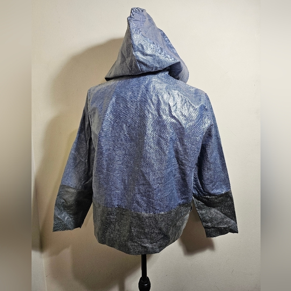 Kate Spade SATURDAY Waxed Linen Lightweight Rain Jacket Large Colorblock - Picture 4 of 9